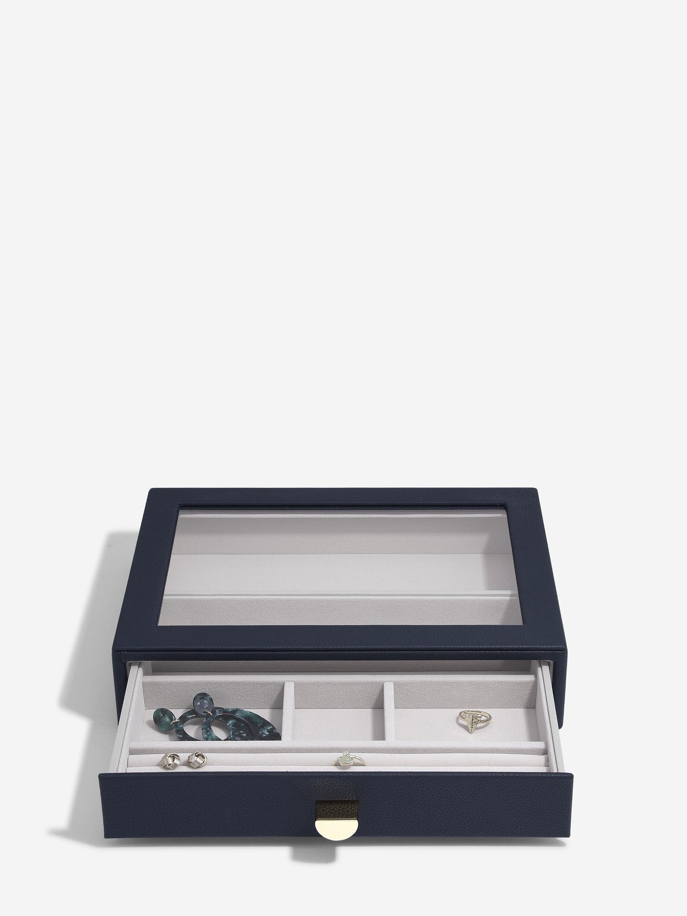 Stackers. Navy Blue Classic Jewellery Box - Set of 2 (with drawers) - timeframedclocks