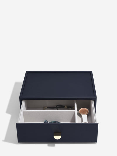 Stackers. Navy Blue Classic Jewellery Box - Set of 2 (with drawers) - timeframedclocks