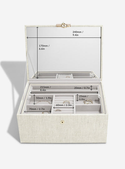 Stackers. Oatmeal & Linen Luxury Classic Jewellery Box *NEW* - timeframedclocks