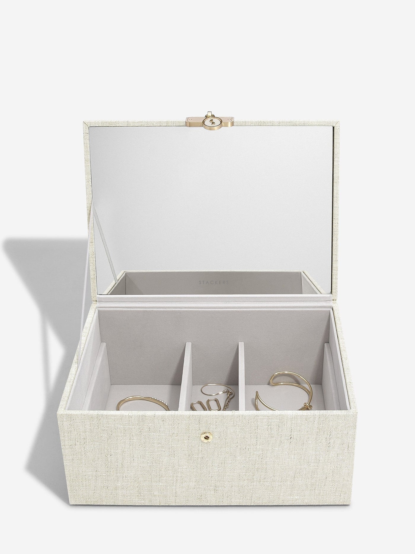 Stackers. Oatmeal & Linen Luxury Classic Jewellery Box *NEW* - timeframedclocks