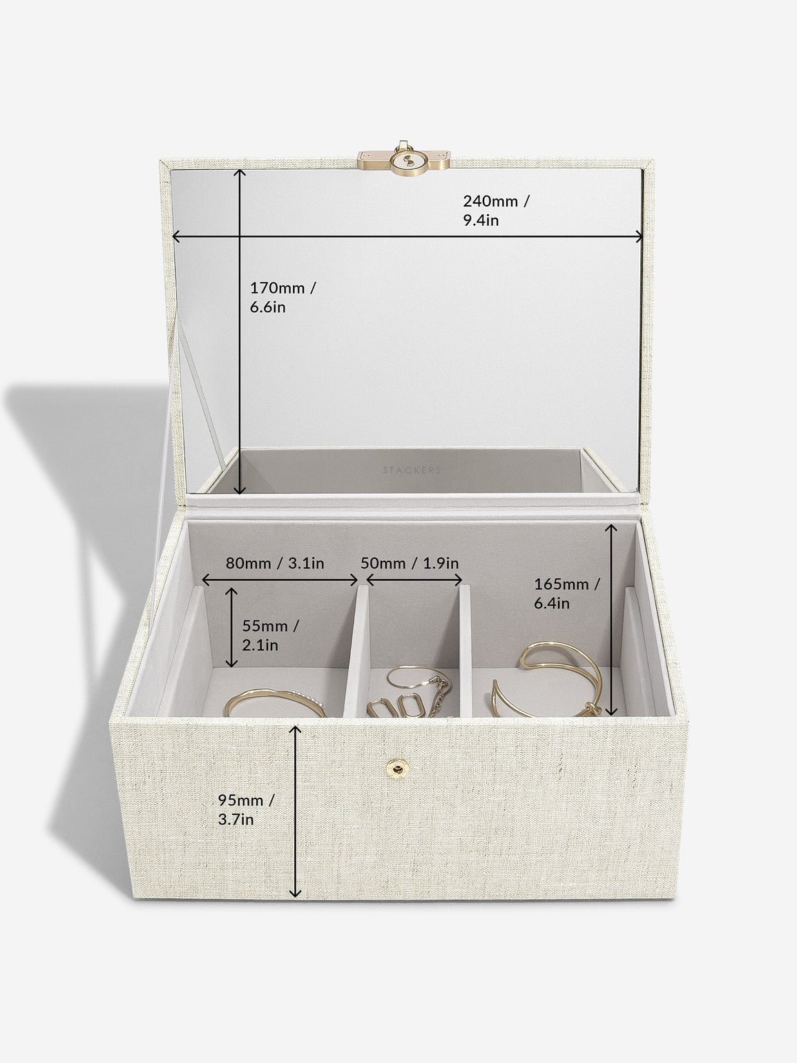 Stackers. Oatmeal & Linen Luxury Classic Jewellery Box *NEW* - timeframedclocks