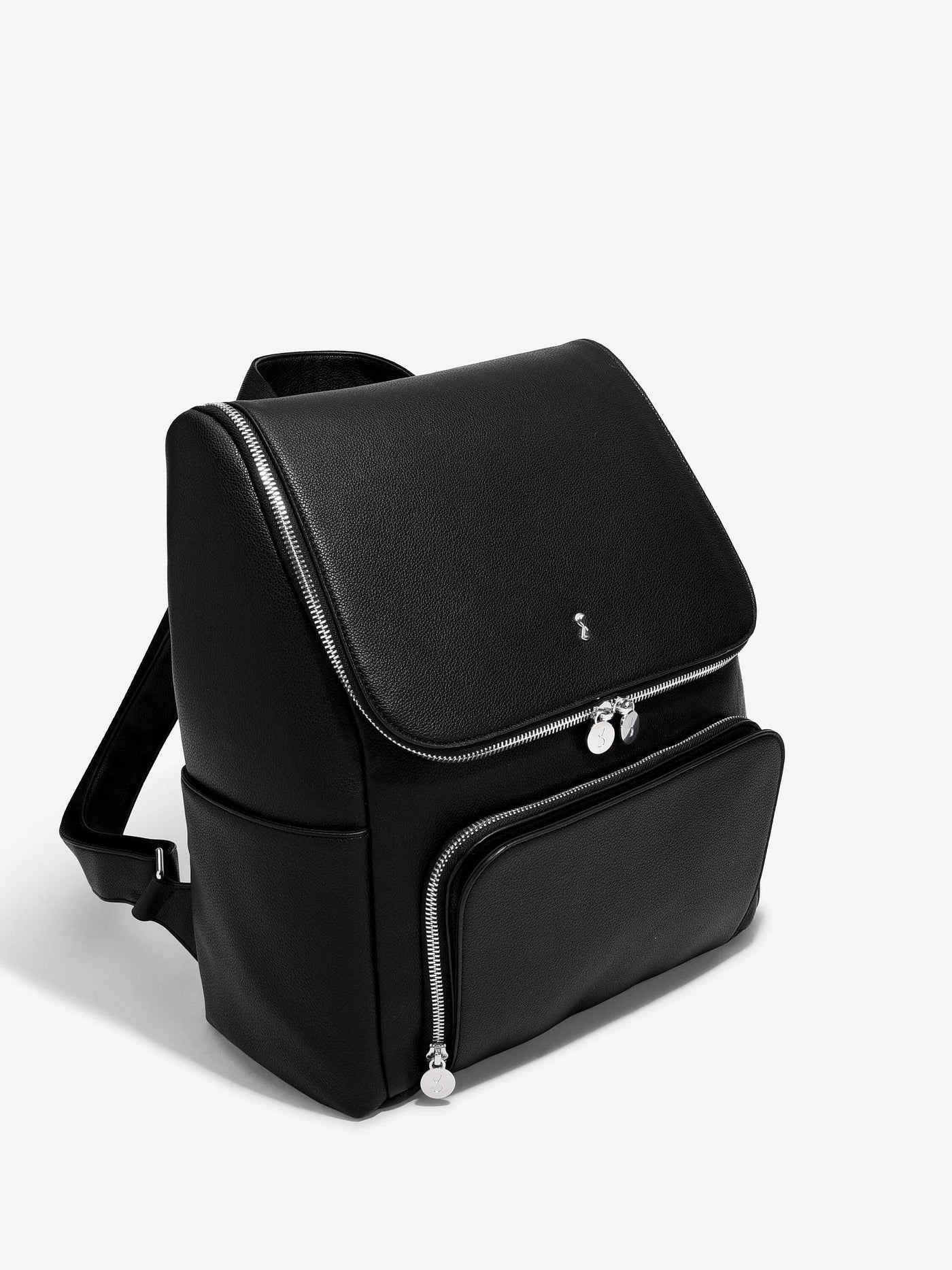 Black leather changing backpack best sale