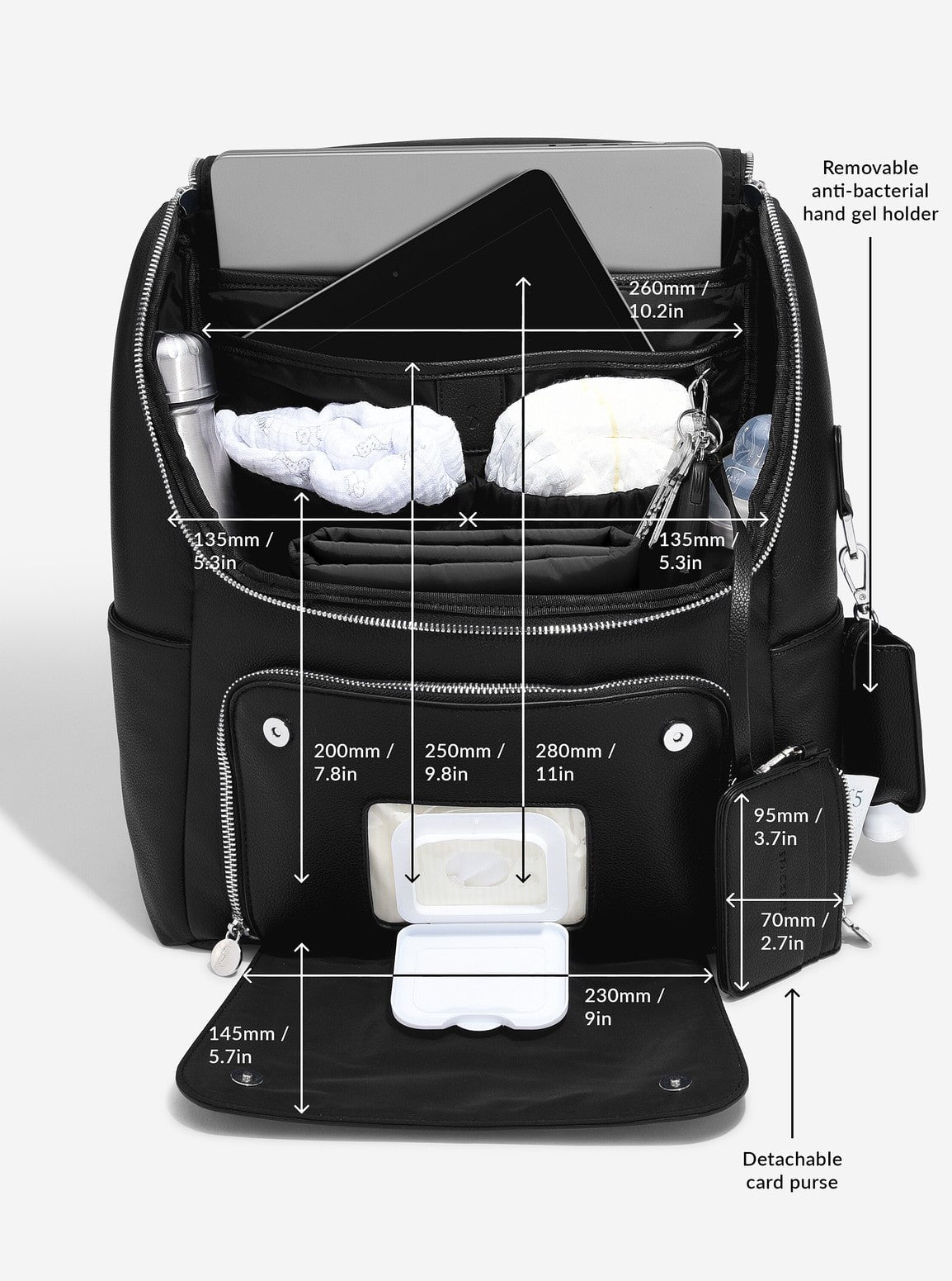 Stackers® Baby Changing Backpack Black *PRE-ORDER DEL T.B.A* - timeframedclocks