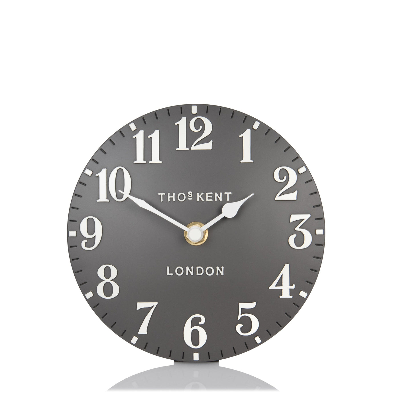 Thomas Kent London. Arabic Mantel Clock 6" (15cm) Dolphin Grey