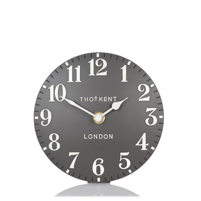 Thomas Kent London. Arabic Mantel Clock 6" (15cm) Dolphin Grey
