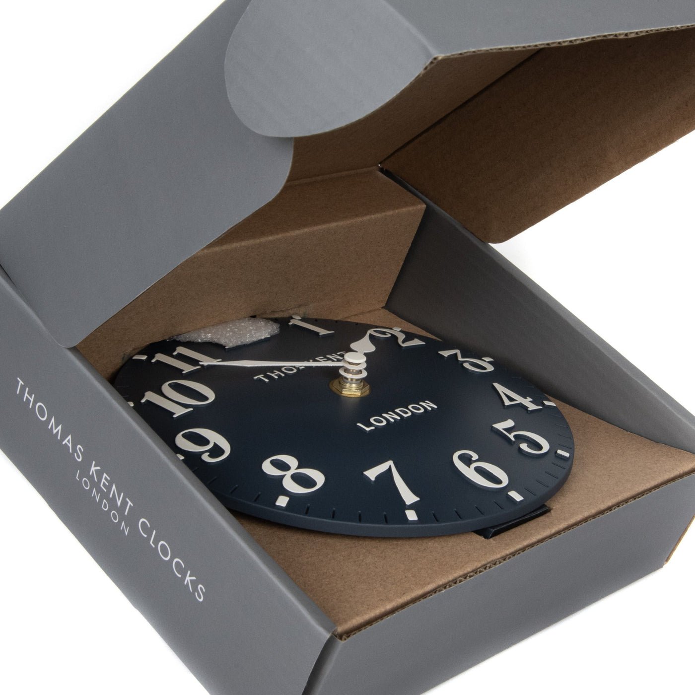 Thomas Kent London. Arabic Mantel Clock 6" (15cm) Ink Blue - timeframedclocks