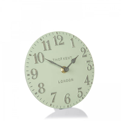 Thomas Kent London. Arabic Mantel Clock 6" (15cm) Pearl Green *NEW* - timeframedclocks