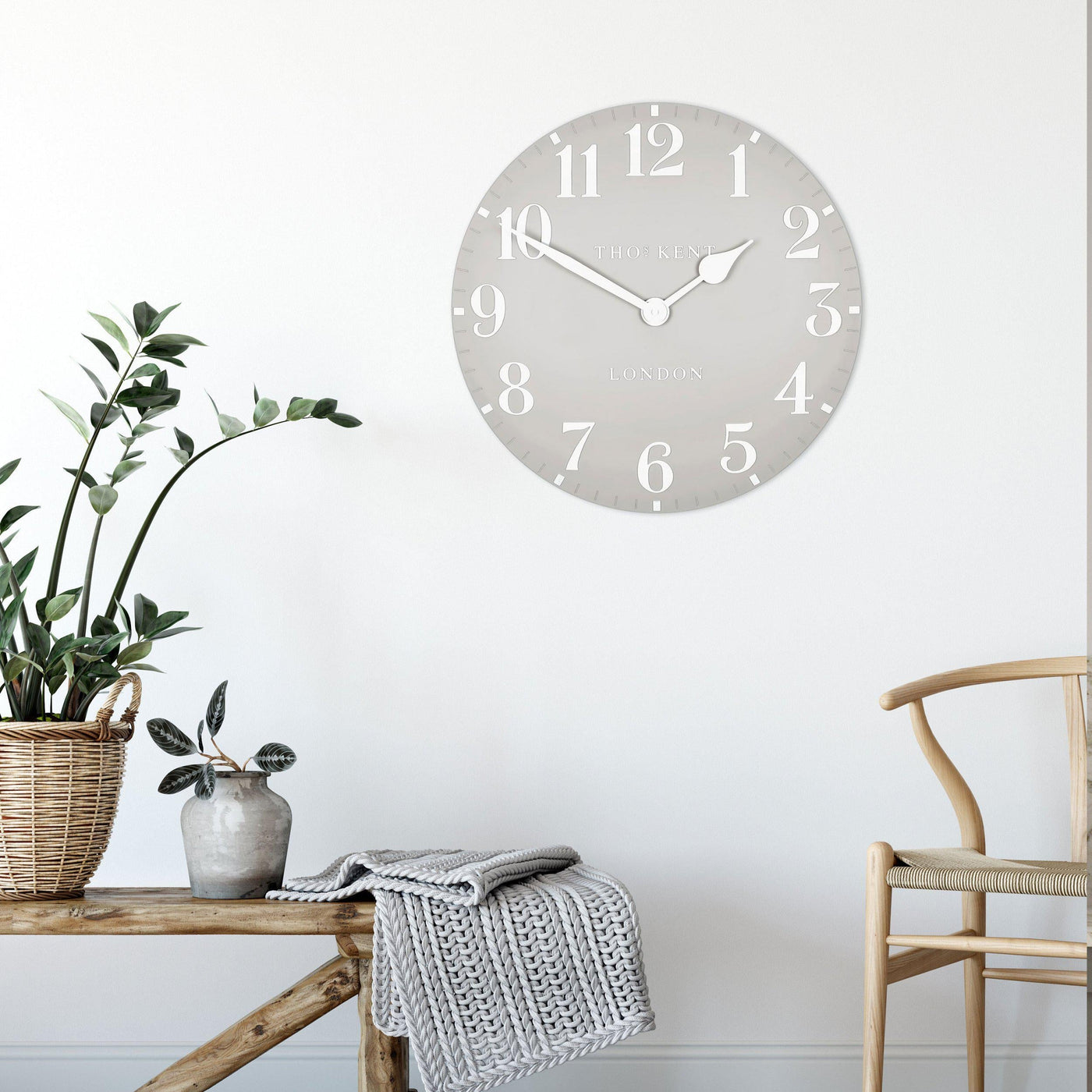 Thomas Kent London. Arabic Wall Clock 20" (51cm) Dove Grey