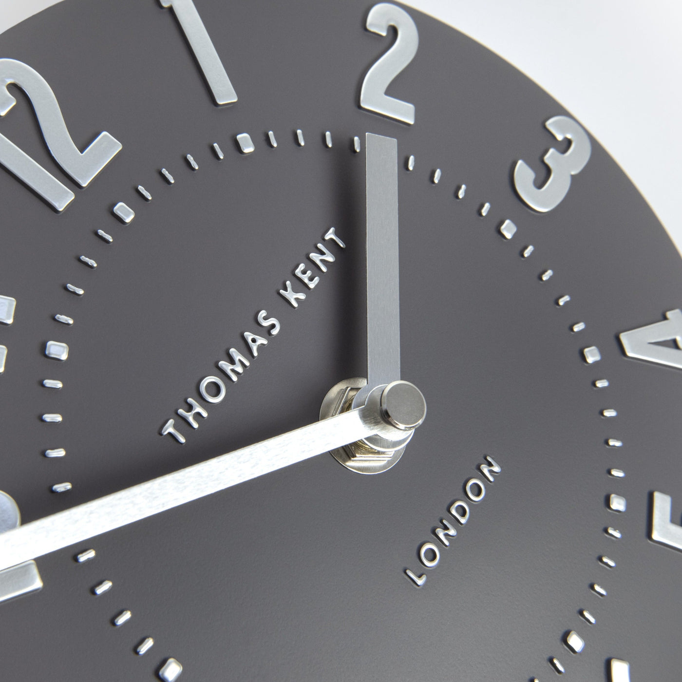 Thomas Kent London. Mulberry Mantel Clock 6" (15cm) Graphite Silver *STOCK DUE DEC* - timeframedclocks