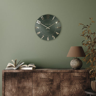 Thomas Kent London. Mulberry Wall Clock 12" (30cm) Olive Green *NEW* - timeframedclocks
