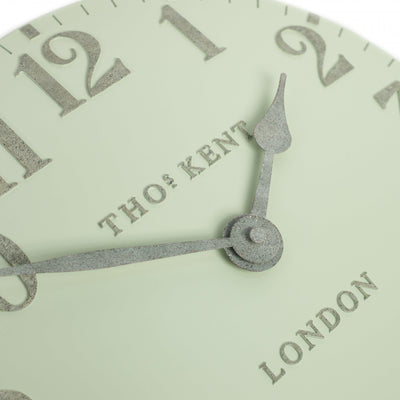 Thomas Kent London. Mulberry Wall Clock 12" (31cm) Pearl Green *NEW* - timeframedclocks