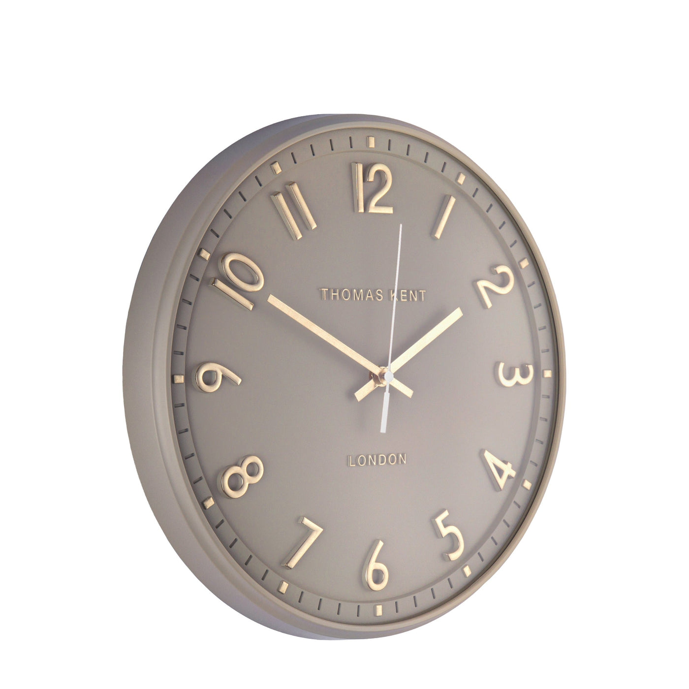 Thomas Kent London. Tresco Wall Clock 14" (36cm) Taupe *NEW* - timeframedclocks