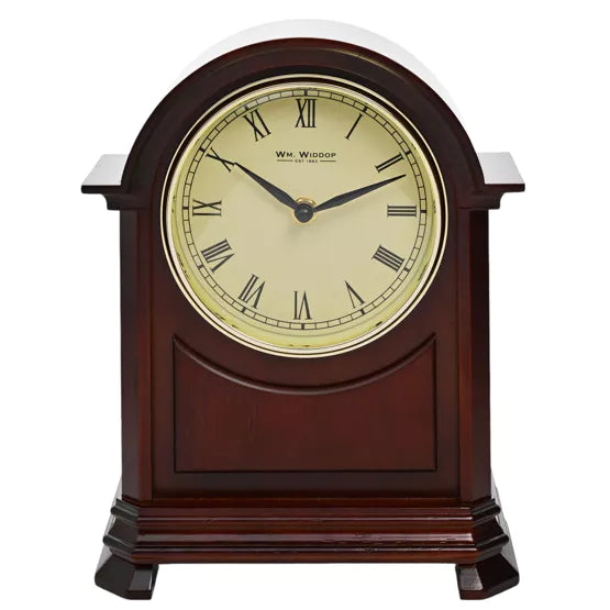 WM.Widdop. Arched Mantel Clock Dark Walnut *NEW* - timeframedclocks