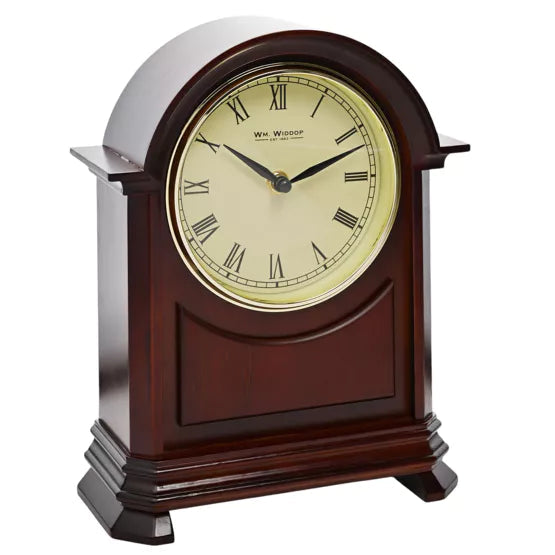 WM.Widdop. Arched Mantel Clock Dark Walnut *NEW* - timeframedclocks