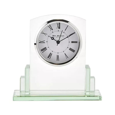 WM.Widdop. Art Deco Glass Mantel Clock *NEW* - timeframedclocks