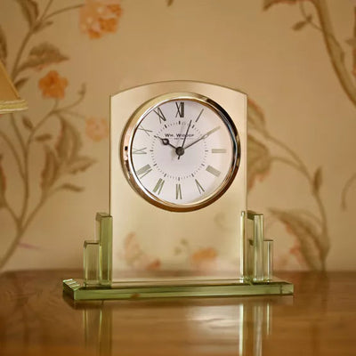 WM.Widdop. Art Deco Glass Mantel Clock *NEW* - timeframedclocks