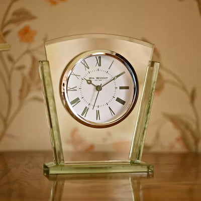 WM.Widdop. Art Deco Glass Panel Mantel Clock *NEW* - timeframedclocks