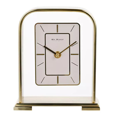 WM.Widdop. Art Deco Gold Arched Portrait Mantel Clock *NEW* - timeframedclocks