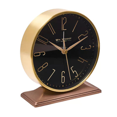 WM.Widdop. Black & Gold Alarm Mantel Clock *NEW* - timeframedclocks