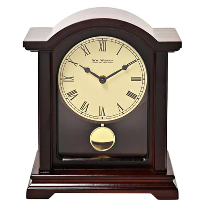 WM.Widdop. Broken Arch Mantel Clock Dark Walnut *NEW STOCK DUE OCT* - timeframedclocks