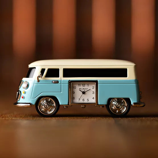 WM.Widdop Camper Van Miniature Clock Blue *NEW* - timeframedclocks