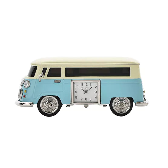 WM.Widdop Camper Van Miniature Clock Blue Plain *NEW* – timeframed clocks