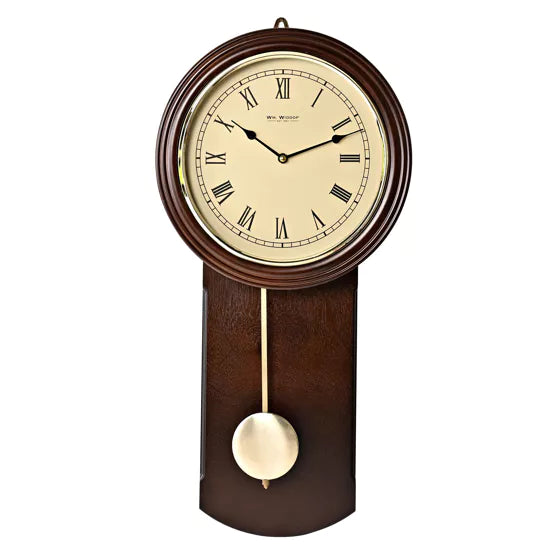 WM.Widdop. Dark Walnut Finish Pendulum Wall Clock *NEW* - timeframedclocks