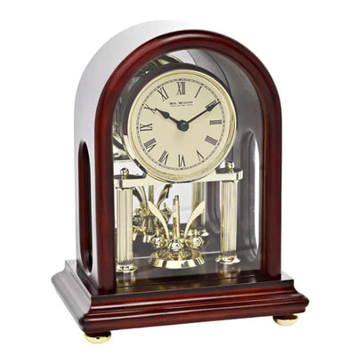 WM.Widdop. Dark Walnut Finish with Rotating Pendulum Mantel Clock *NEW* - timeframedclocks