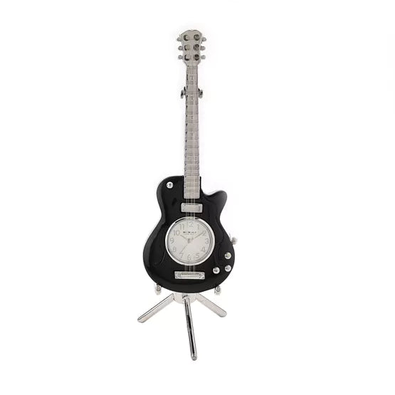 WM.Widdop Electric Guitar Miniature Clock Black *NEW* - timeframedclocks