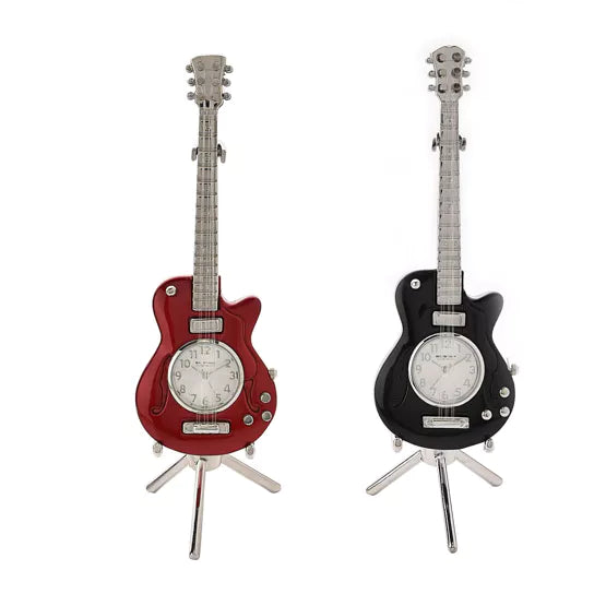 WM.Widdop Electric Guitar Miniature Clock Black *NEW* - timeframedclocks