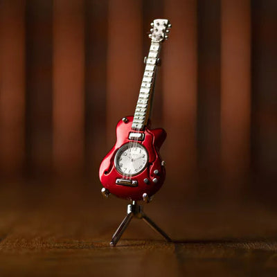 WM.Widdop Electric Guitar Miniature Clock Red *NEW* - timeframedclocks