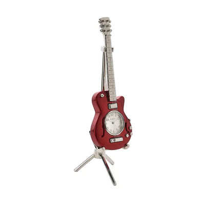 WM.Widdop Electric Guitar Miniature Clock Red *NEW* - timeframedclocks