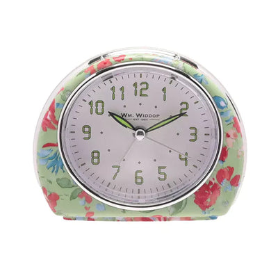 WM.Widdop. Floral Alarm Mantel Clock Green Leaf *NEW* - timeframedclocks