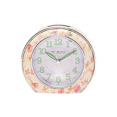 WM.Widdop. Floral Alarm Mantel Clock Yellow *NEW* - timeframedclocks