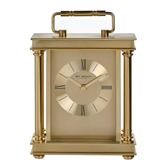 WM.Widdop. Gold Carriage Clock With Pillars *NEW* - timeframedclocks