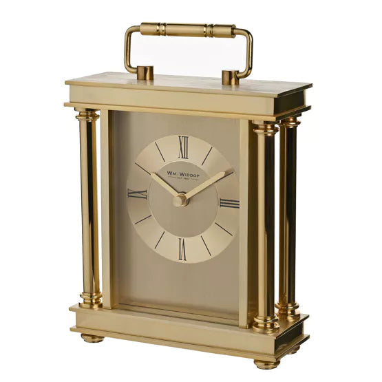 WM.Widdop. Gold Carriage Clock With Pillars *NEW* - timeframedclocks