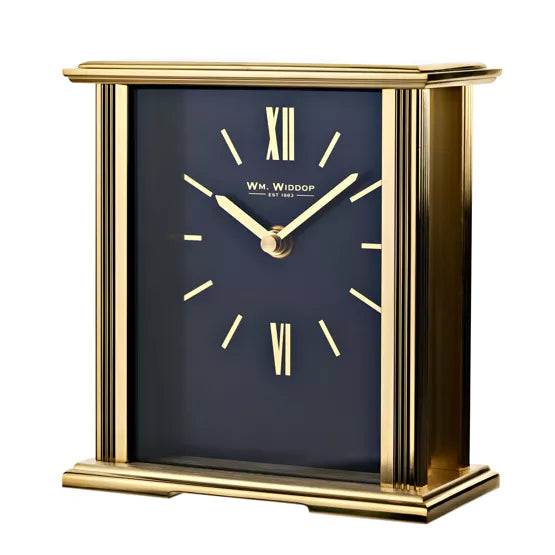 WM.Widdop. Gold Mantel Clock Navy Face *NEW* - timeframedclocks