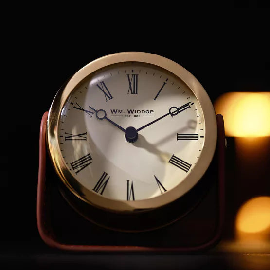 WM.Widdop. Gold Mantel Clock On Stand *NEW* - timeframedclocks