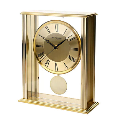 WM.Widdop. Gold Pendulum Mantel Clock *NEW* - timeframedclocks