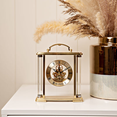 WM.Widdop. Gold Skeleton Mantel Clock *NEW* - timeframedclocks