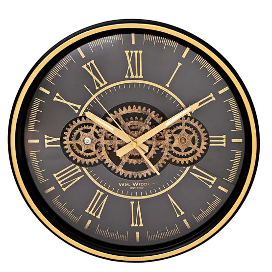 WM.Widdop. Moving Gears and Metal Frame Wall Clock *NEW* - timeframedclocks