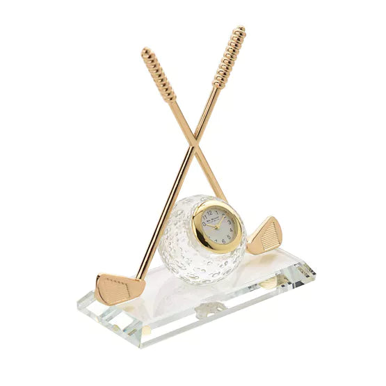 WM.Widdop ® Crossed Golf Clubs Miniature Clock *NEW* - timeframedclocks