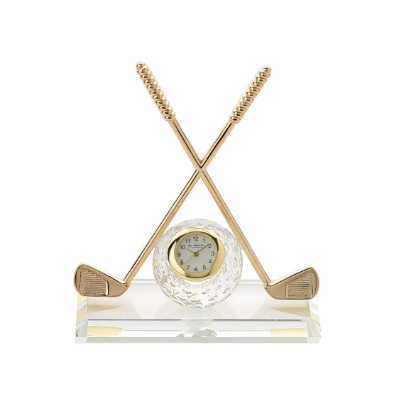 WM.Widdop ® Crossed Golf Clubs Miniature Clock *NEW* - timeframedclocks