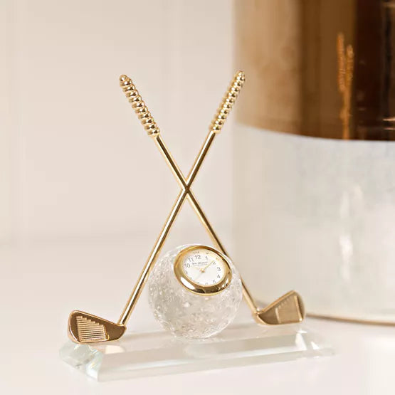 WM.Widdop ® Crossed Golf Clubs Miniature Clock *NEW* - timeframedclocks