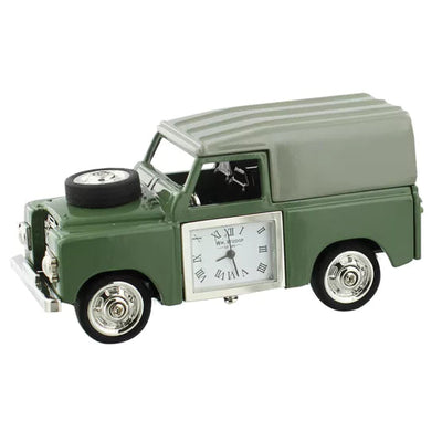 WM.Widdop ® Green Land Rover Miniature Clock - timeframedclocks