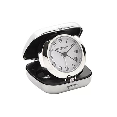 WM.Widdop ® Metal Fold Up Alarm Clock White Dial *NEW* - timeframedclocks