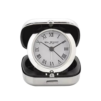 WM.Widdop ® Metal Fold Up Alarm Clock White Dial *NEW* - timeframedclocks