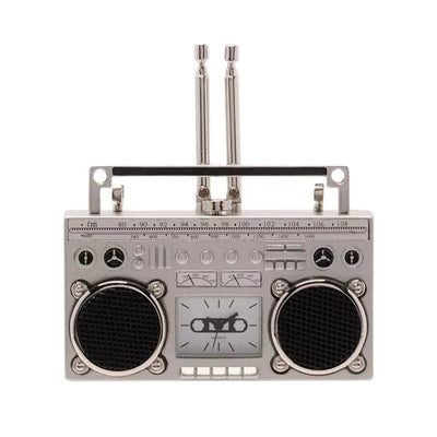 WM.Widdop ® Silver Radio Miniature Clock - timeframedclocks