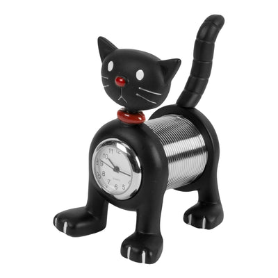 WM.Widdop ® Spring Cat Black Miniature Clock *NEW* - timeframedclocks