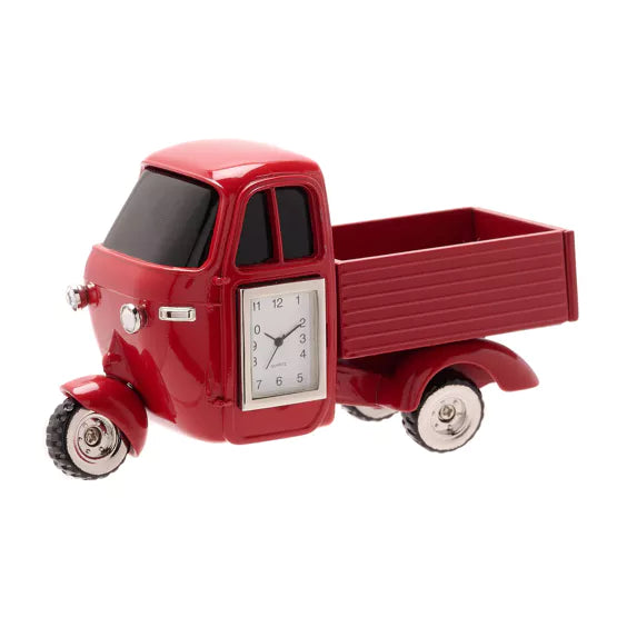 WM.Widdop ® Three Wheel Red Truck Miniature Clock - timeframedclocks